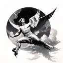 icarus falling from sky tattoo design idea