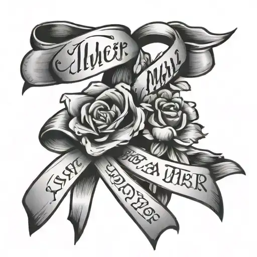 two cancer ribbons  with the quote with your heart in the right place .you will go far. Mum xoxo and heart with flower  tattoo design idea