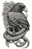 raven and snake tattoo design idea