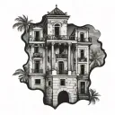 looking out a window in a cuban castle surrounded tattoo design idea