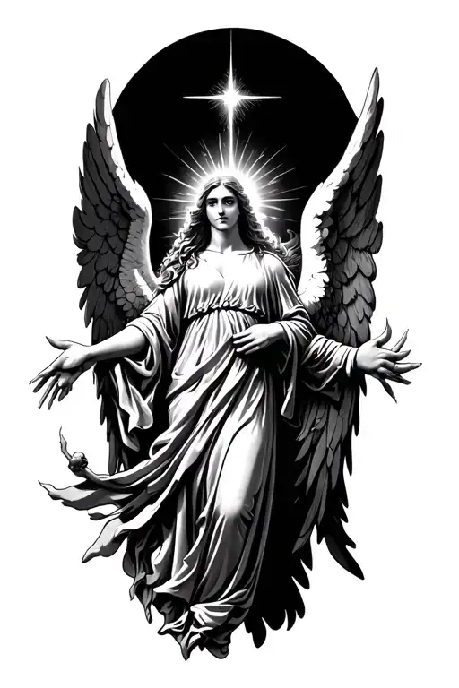 biblically accuare angel sleeve tattoo featuring elements of rebirth and strength tattoo design idea