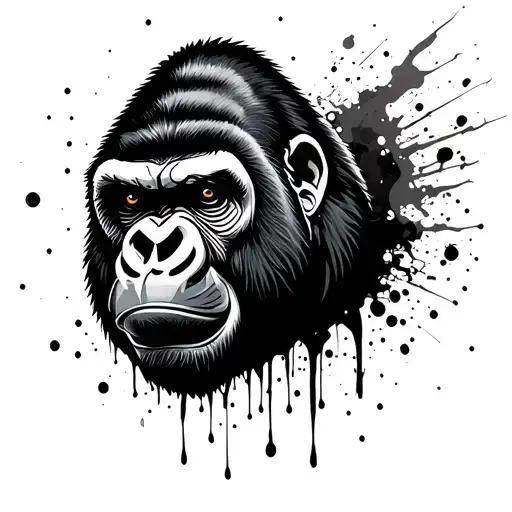 trash polka gorilla face emerging tattoo design idea