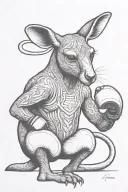 kangaroo with boxing gloves tattoo design idea