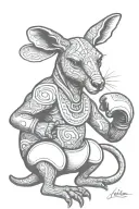 kangaroo with boxing gloves tattoo design idea