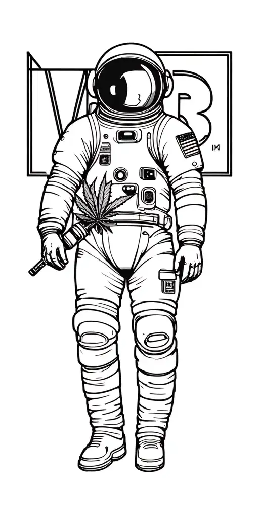 "Virginia " cannabis, astronaut, geometry tattoo design idea