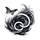 a wave,butterfly and infinity symbol intertwined but simplified  tattoo design idea