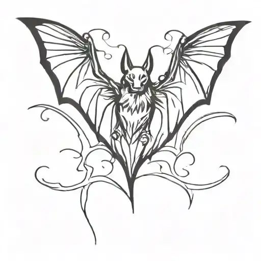 bat flying tattoo design idea