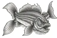 walleye fish swimming tattoo design idea