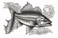 walleye fish swimming tattoo design idea