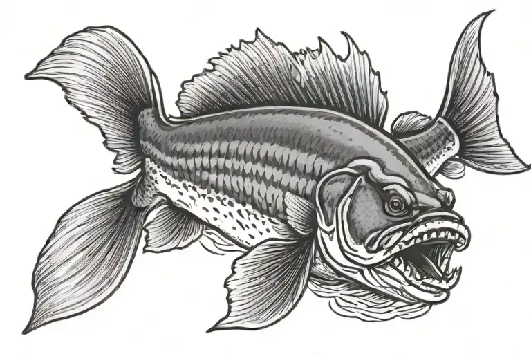 walleye fish swimming tattoo design idea