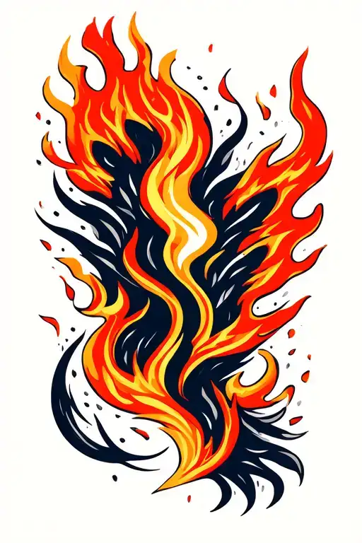 wildfire spreading across arm, deep red and orange colors tattoo design idea