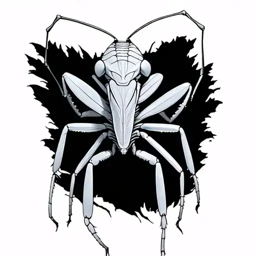 mantis line drawing tattoo design idea
