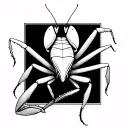 mantis line drawing tattoo design idea