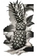 beach and pineapple tattoo design idea