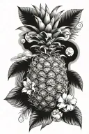 beach and pineapple tattoo design idea