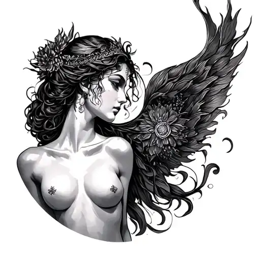 Gemini virgo nude woman tattoo design idea