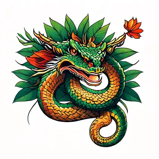 laos style  naga snake tattoo design idea