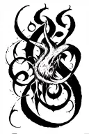 Raw Blackwork Cyber Sigils Gothic Lettering Anatomical Brush Strokes Bold High Contrast Full-BodyHorror tattoo design idea