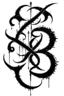 Raw Blackwork Cyber Sigils Gothic Lettering Anatomical Brush Strokes Bold High Contrast Full-BodyHorror tattoo design idea