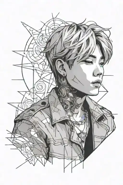 BTS suga bts outline tattoo design idea
