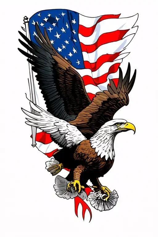 American flag and eagle with 2nd amendment tattoo design idea