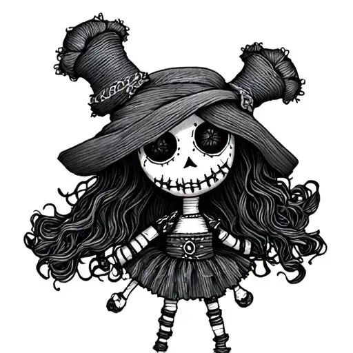 embroidery voodoo doll tattoo design idea