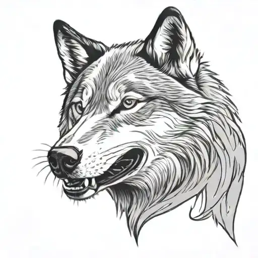 wolf open mouth tattoo design idea