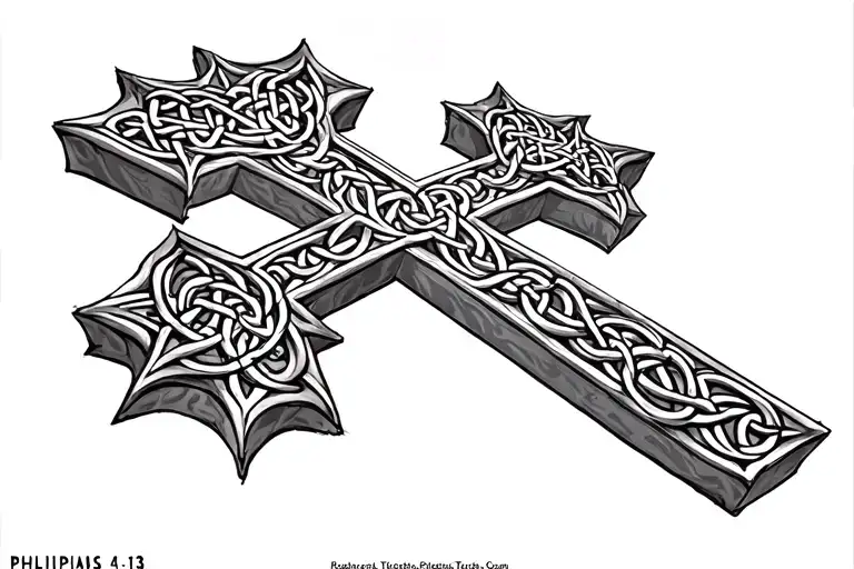 Philippians 4:13 and Celtic cross tattoo design idea