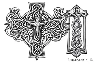 Philippians 4:13 and Celtic cross tattoo design idea