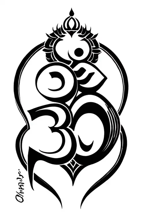 Lord Shiva Trishul Om and Damru Along tattoo design idea