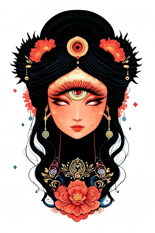 third eye goddess enlightened consciousness tattoo design idea