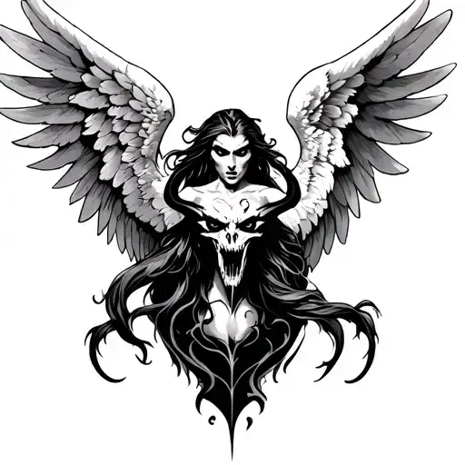 Angel Killing Devil tattoo design idea