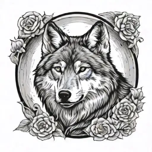 wolf moon tattoo design idea