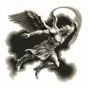 Arch angel Michael walking towards battle tattoo design idea