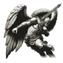 Arch angel Michael walking towards battle tattoo design idea