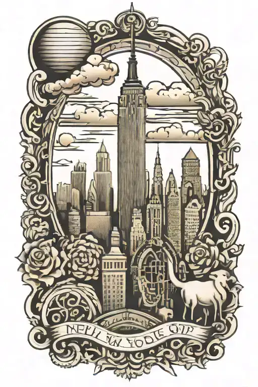 New York City skyline tattoo design idea