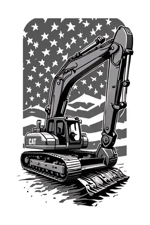 excavator bulldozer and 2nd amendment tattoo design idea