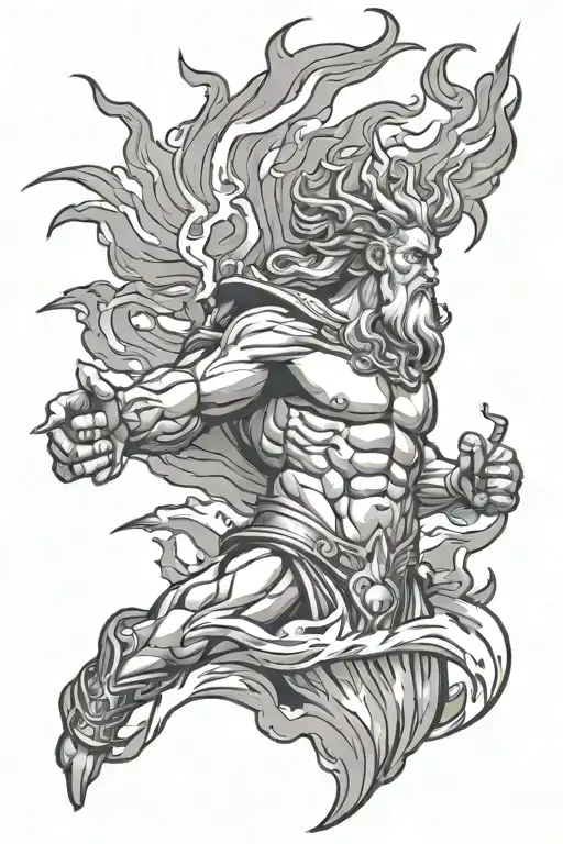 zeus holding a lightning bolt tattoo design idea