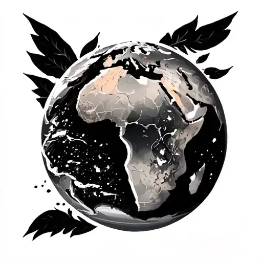 africa in flat earth tattoo design idea