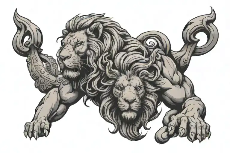leo, Aquarius zodiac sign tattoo design idea