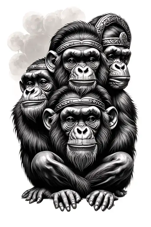 three wise monkeys tattoo design idea
