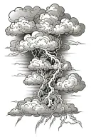 clouds and lightning storm tattoo design idea
