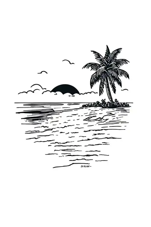 tattoo of bonaire and the beach landscape also add the sun tattoo design idea