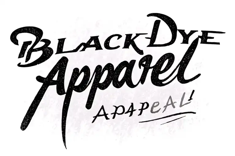 "Black Dye Apparel" Text tattoo design idea