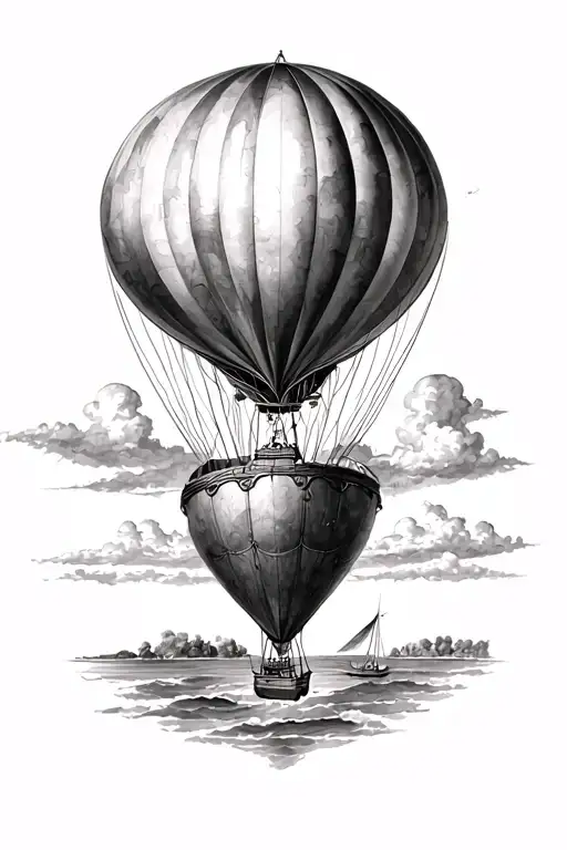 hot air balloon tattoo design idea