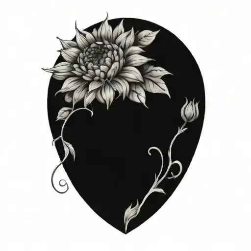 sunflowers, roses, and chrysanthemums flower tattoo design idea
