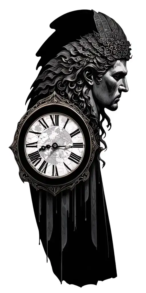 clock map gods tattoo design idea