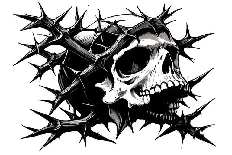 skull with thorns  tattoo design idea
