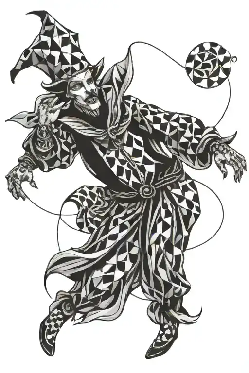 dancing jester tattoo design idea