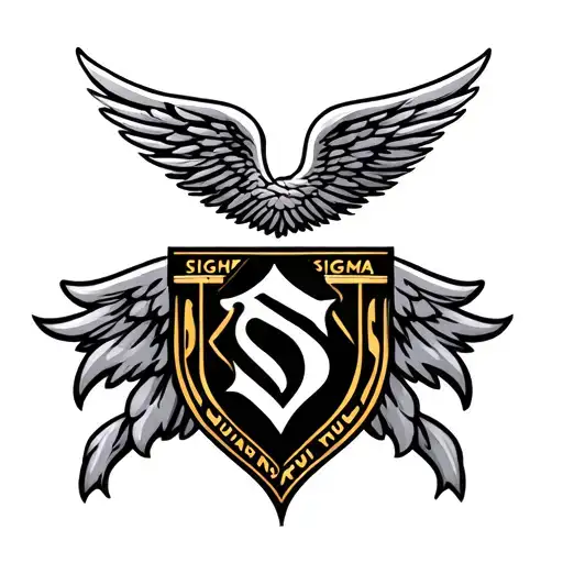 sigma nu fraternity symbol with angel wings tattoo design idea
